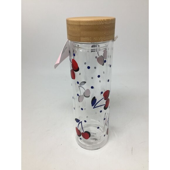 Kate Spade Vintage Cherry Dot Glass Hydration Water Bottle 15 oz - Picture 7 of 8